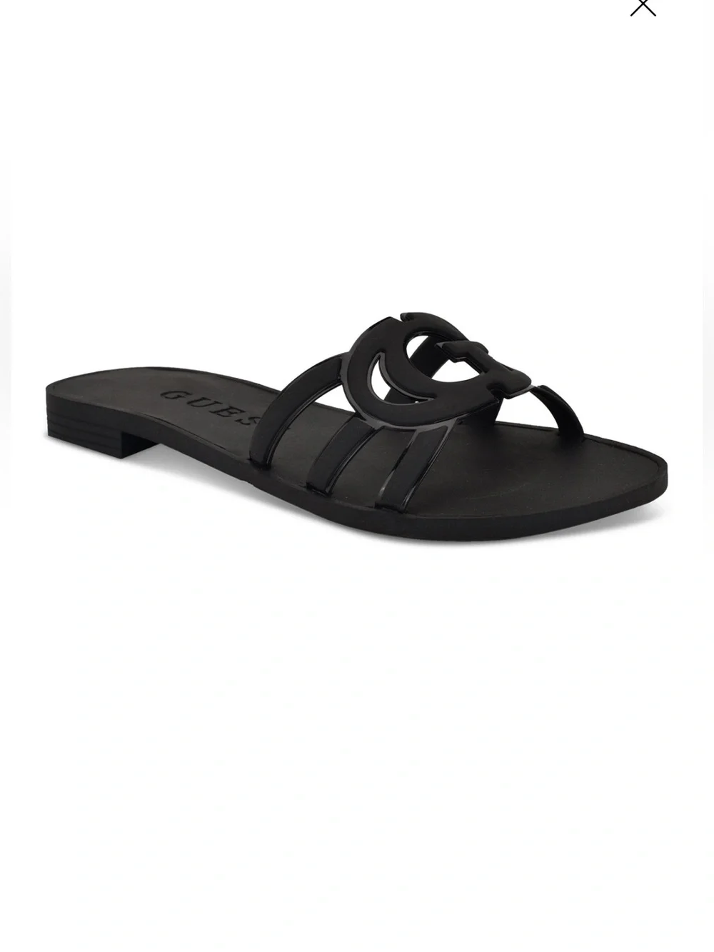 GUESS Black Logo Toe-Ring Jelly Slide Sandal